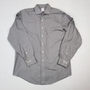 Brooks Brothers 346 Black Gingham Button Down Shirt Regular Fit Non Iron 16-4/5